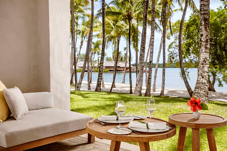 lagoon room terrace at le saint geran hotel mauritius