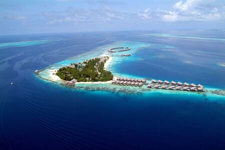 aerial view of coco palm bodu hithi resort maldives