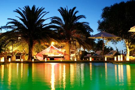 night time poolside at Es Cucons hotel