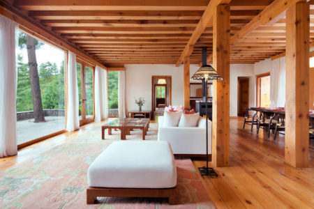 como villa living room with view at umo paro hotel by como bhutan