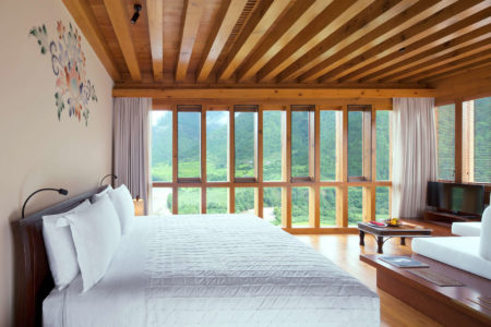 valley view room at uma punakha hotel bhutan