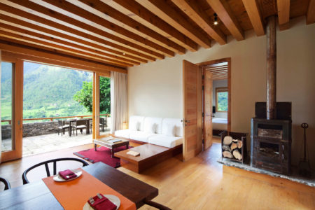 como villa living room at uma punakha hotel bhutan