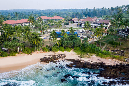 aerial view of beach at anantara peace haven resort sri lanka