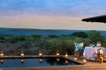 Kwandwe Ecca Lodge suite ext evening south africa