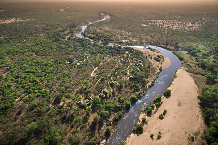 banks of sabie river at lions sands south africa