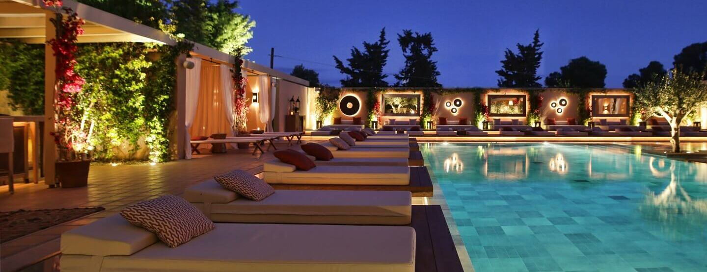 pool at night at The Margi hotel