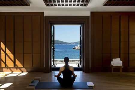 spa yoga pavilion at aman sveti stefan resort montenegro