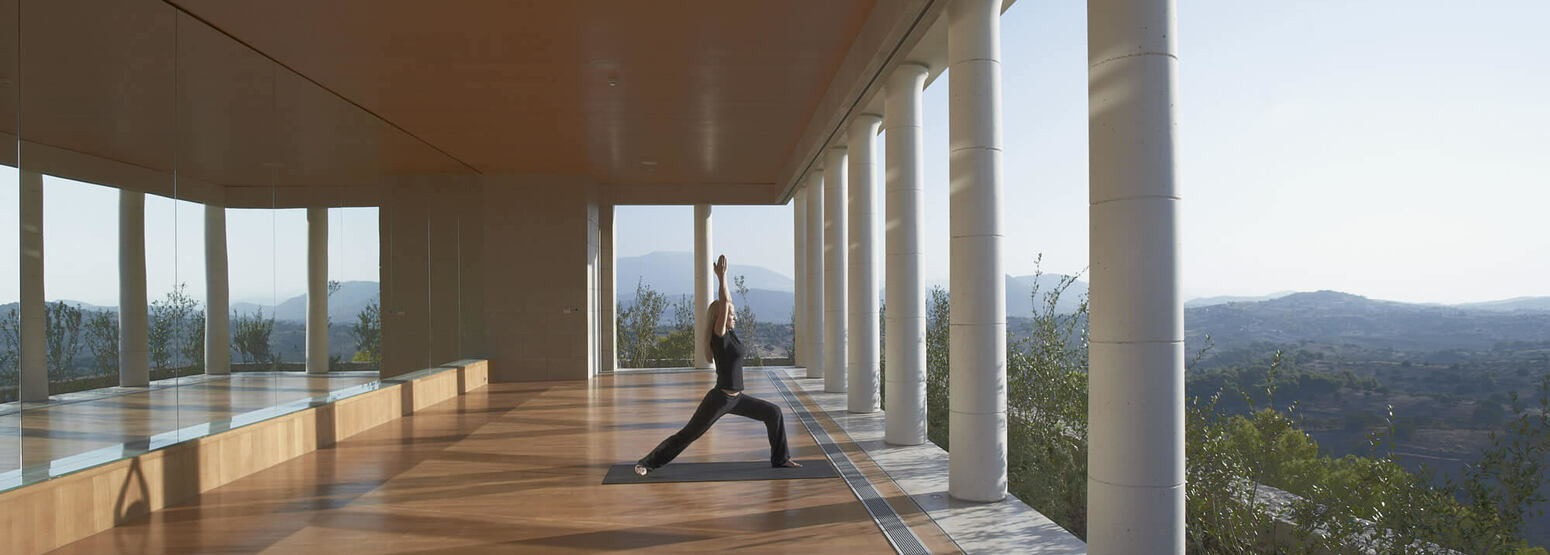 spa yoga pavilion at amanzoe in greece