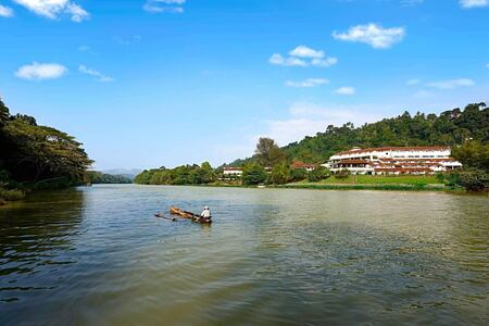 view from the river at cinnamon citadel kandy hotel sri lanka