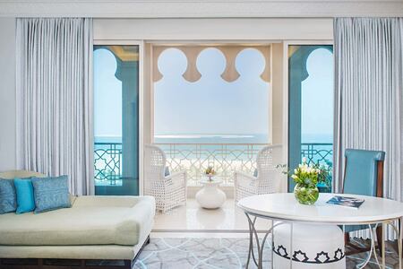 Balcony view across sea at Waldorf Astoria UAE