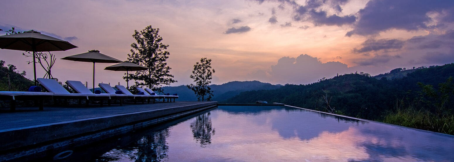 Pool at dusk at Santani Sri Lanka